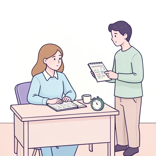 時間が足りなかったので予定を少し変更することにした - 그림 사전