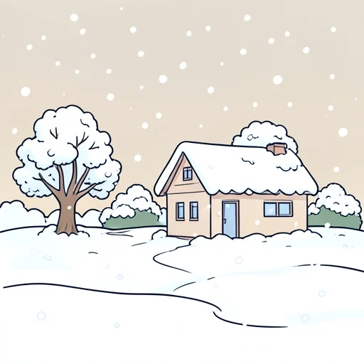 地面が埋まるまで雪が降った - Bildwörterbuch