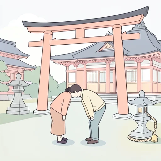 神社にお参りした - Bildwörterbuch