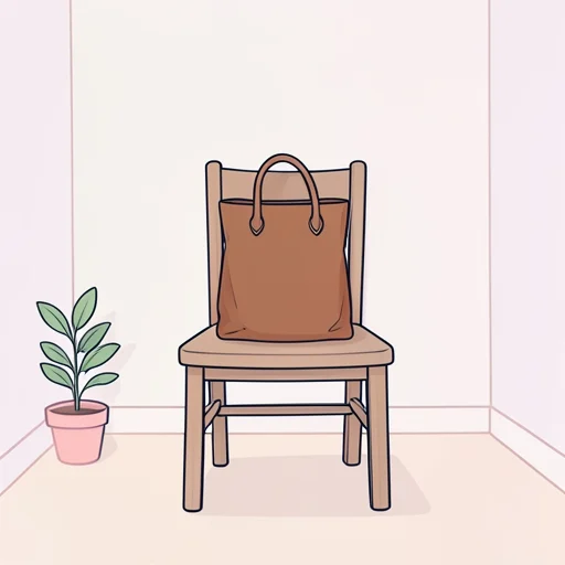 かばんは椅子の上にあります。 - イラスト辞典