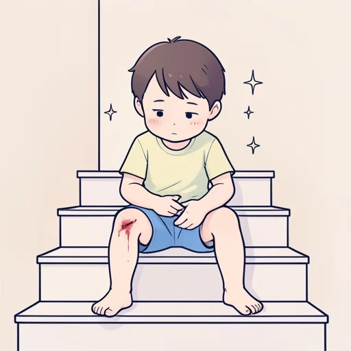 階段で転んで膝擦りむいちゃった - Bildwörterbuch