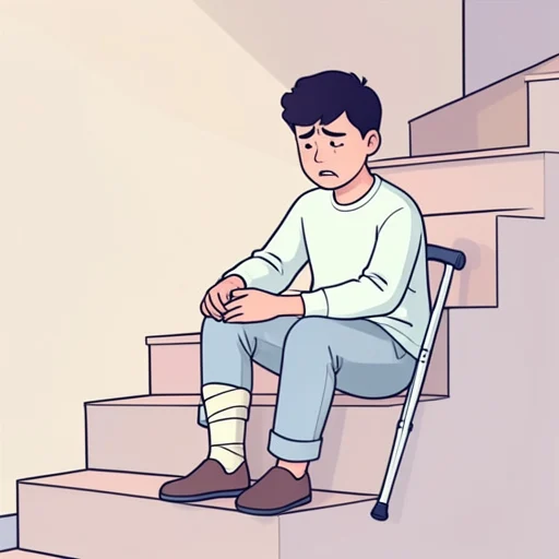 階段から落ちて、足首を骨折しちゃった - Bildwörterbuch