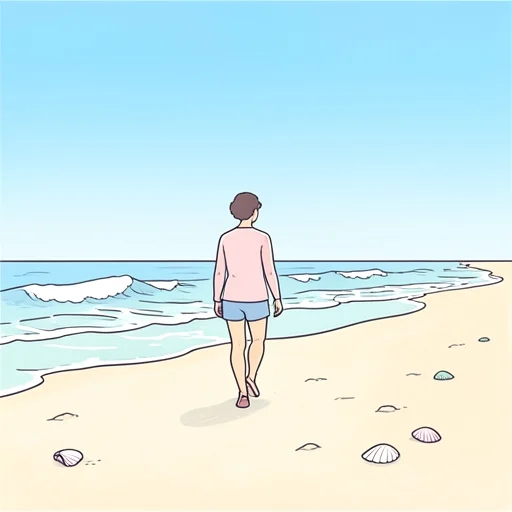 海岸で散歩した - Bildwörterbuch