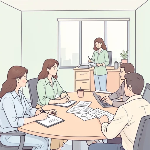 会議中に彼女は急いでメモを取って後で整理した - Bildwörterbuch
