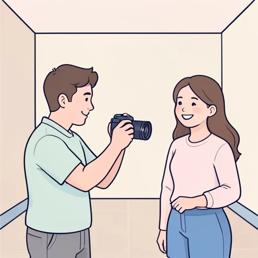 カメラを彼女に向けて撮った - Bildwörterbuch