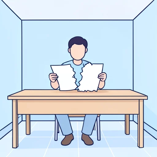 紙が真っ二つに裂けてしまった - Bildwörterbuch