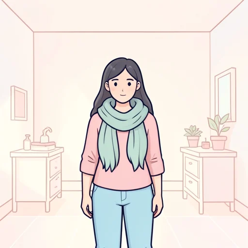 髪が長いから首に巻いてる - Bildwörterbuch