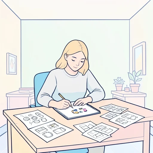 彼女は新しいロゴのデザインを担当してる - Bildwörterbuch