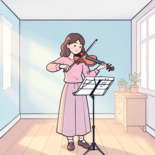彼女、バイオリンの演奏を学んだ - Bildwörterbuch