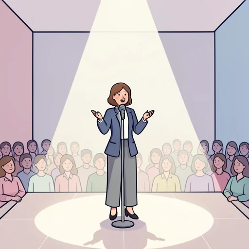 彼女、舞台上で堂々と歌った - Bildwörterbuch