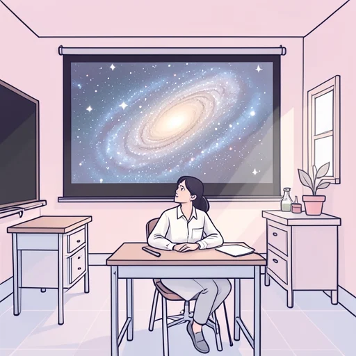 彼女は物理の授業で宇宙について学んだ - Bildwörterbuch