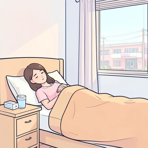 彼女、近くの医院で風邪薬をもらって寝たらだいぶ楽になった - Bildwörterbuch