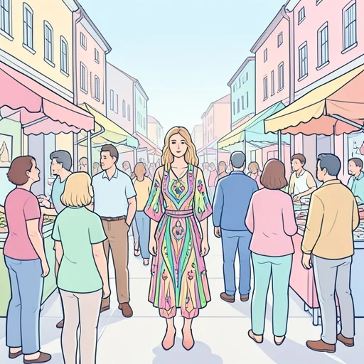 彼女、独特な服装で人目を引いた - Bildwörterbuch