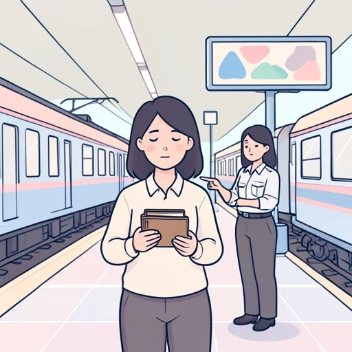 彼女、駅で財布を留められて助かった - Bildwörterbuch