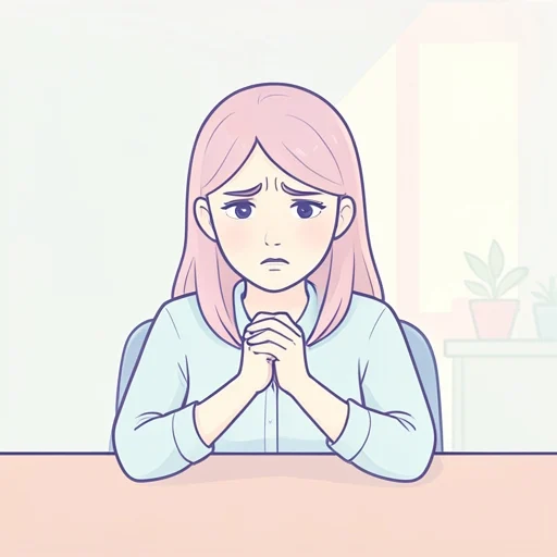 彼女、不安な表情を浮かべた - Bildwörterbuch