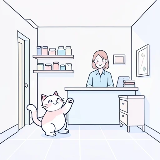 彼女、福を呼ぶ猫が店にいる - Bildwörterbuch