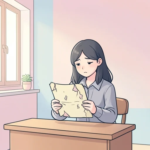 彼女、古い手紙が裂けてしまった - Bildwörterbuch