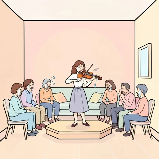 彼女が弾くバイオリンの音に誰もが涙した - Bildwörterbuch