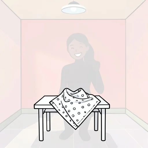 彼女が丸のついたハンカチを持っているのを見て微笑んでしまった - Bildwörterbuch
