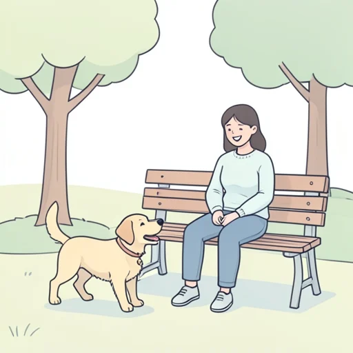 彼女が尻尾を振って喜んでる犬を見て思わず笑っちゃった - Bildwörterbuch