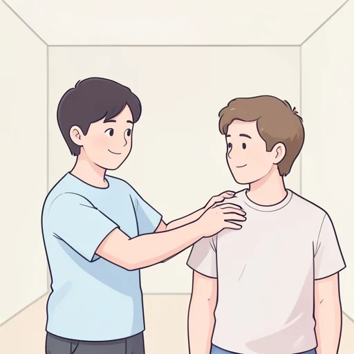 彼女がそっと彼女の肩に手を置いた - Bildwörterbuch