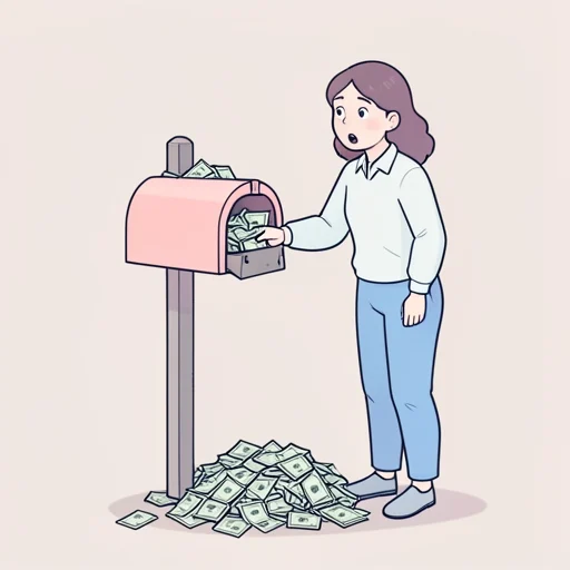 彼女が郵便受けを開けたら大量の請求書が入ってた - Bildwörterbuch