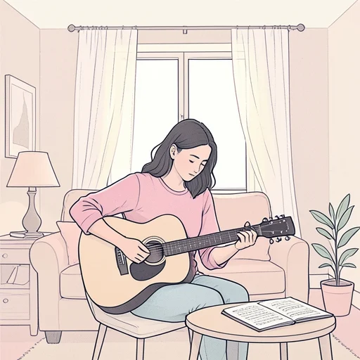 彼女、楽器の調整に何時間もかける - Bildwörterbuch