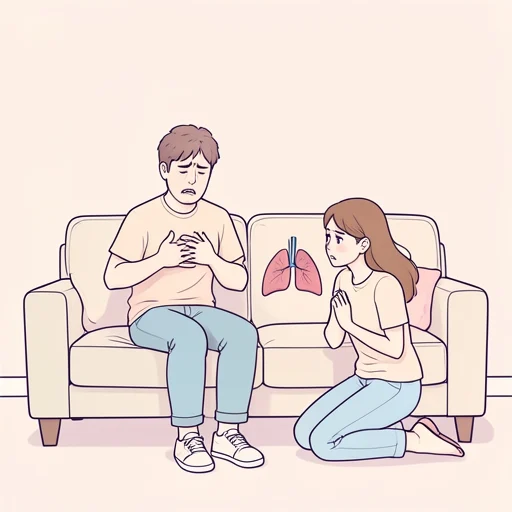 彼女、肺が苦しいって言ってた - Bildwörterbuch