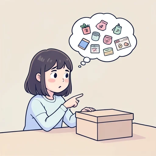 彼女、箱の中身が何か当ててって - Bildwörterbuch
