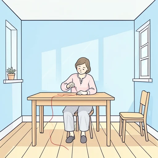 彼女、針を通して糸を通した - Bildwörterbuch