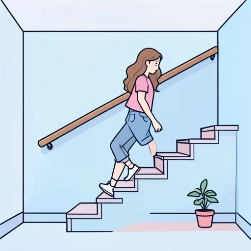 彼女、階段を一段ずつ上がっていった - Bildwörterbuch