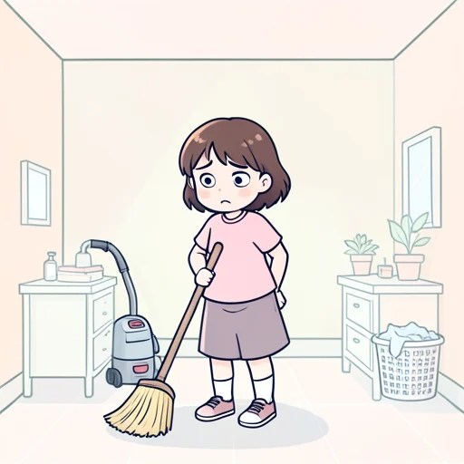 彼女、家事の手伝いを嫌がってる - Bildwörterbuch