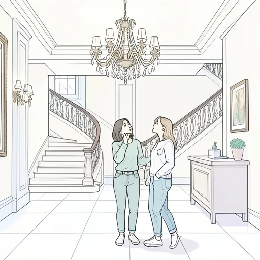 彼女、格式高いホテルに泊まったことがないから緊張してる - Bildwörterbuch
