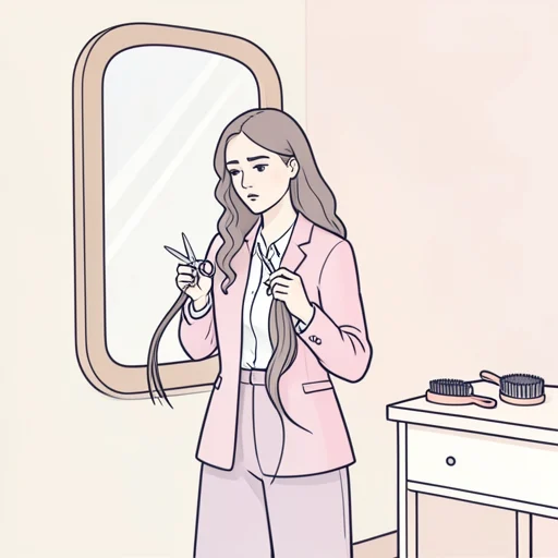 彼女、髪を伸ばすか切るか迷ってる - Bildwörterbuch