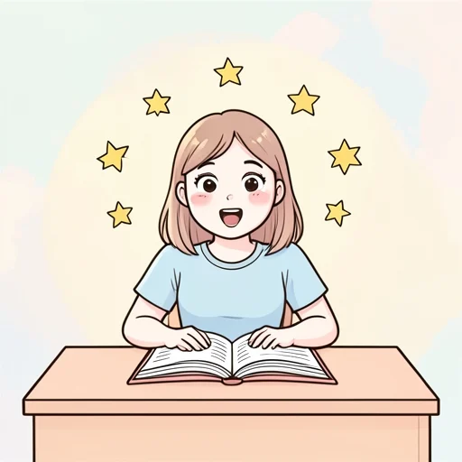 彼女女の興奮はピークに達して目が輝いてた - Bildwörterbuch
