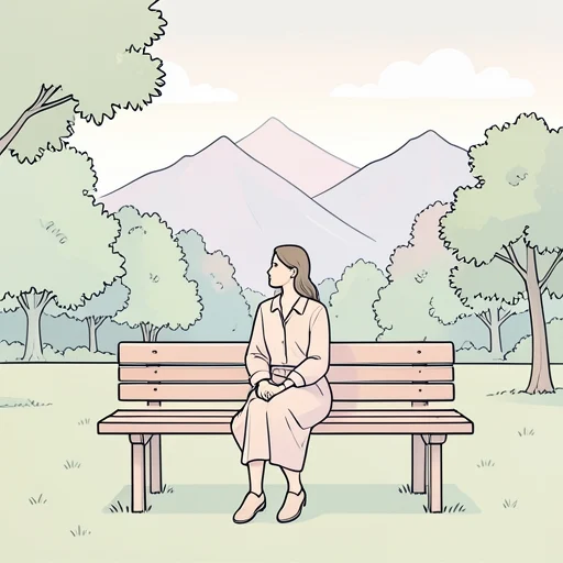 彼女女はただ静かに座って景色を眺めてた - Bildwörterbuch
