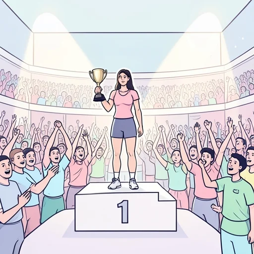 彼女、歓声の中で優勝した - Bildwörterbuch