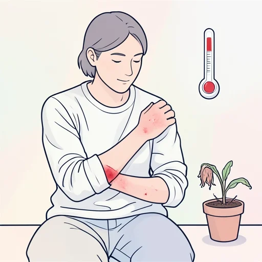 彼女、乾燥した空気で肌がかゆくなった - Bildwörterbuch