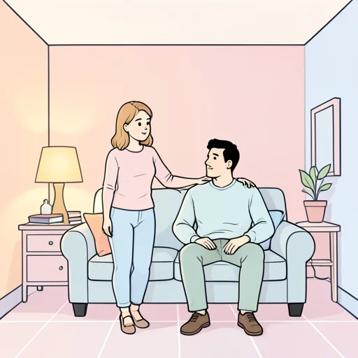 彼女、軽く肩に触れるだけで安心した - Bildwörterbuch