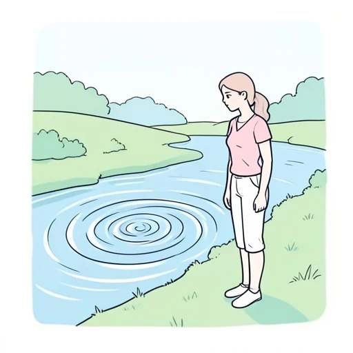 彼女、川の流れに渦ができてるのを見てしばらく見入ってた - Bildwörterbuch