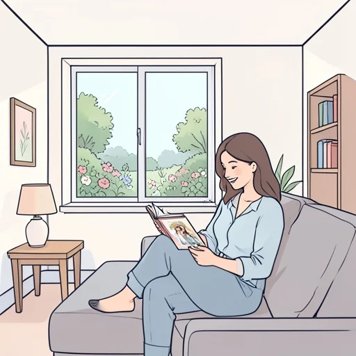 彼女、結婚式のアルバムを見て微笑んだ - Bildwörterbuch