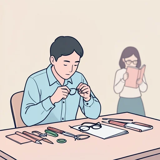 彼女、近視で困るって言ってたからメガネを作ることにした - Bildwörterbuch