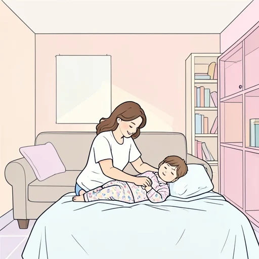 彼女、供の世話をして一日が終わった - Bildwörterbuch