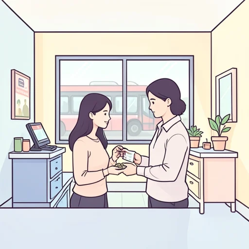 彼女、コンビニで小銭を崩してバスに乗った - Bildwörterbuch