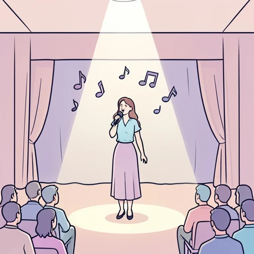 彼女、コンサートで新曲を発表した - Bildwörterbuch