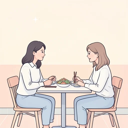 彼女、今日はお昼に同僚と外食した - Bildwörterbuch