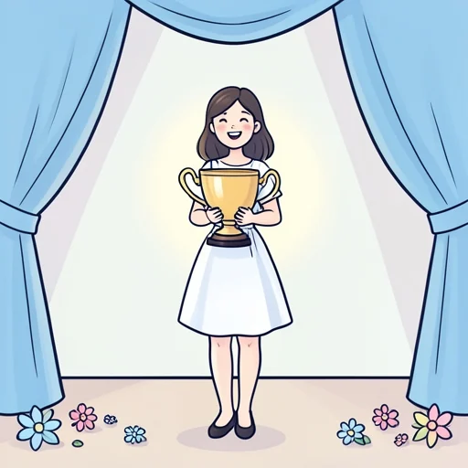 彼女、名誉をかけてその名誉ある賞を受賞した - Bildwörterbuch