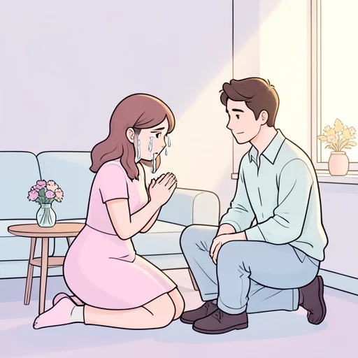 彼女、涙を流して彼に謝った - Bildwörterbuch