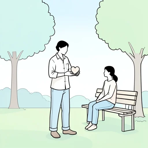 彼女に勇気を出して告白した - Bildwörterbuch
