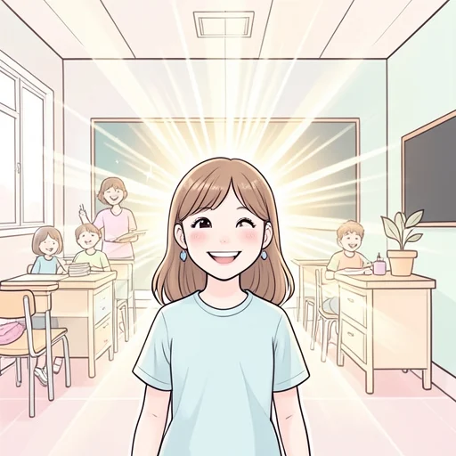 彼女の笑顔が教室中に広がった - Bildwörterbuch